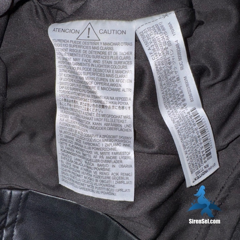 1069 NWOT Zara Black Faux Leather Dress w/Ruching - Picture 14 of 16